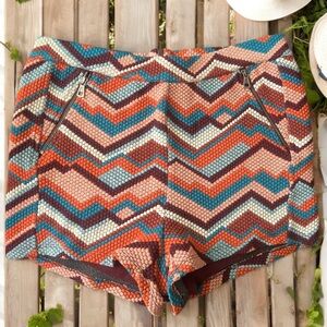 FREE PEOPLE RETRO ZIG-ZAG KNIT High Rise MULTICOLOR CHEVRON SHORTS